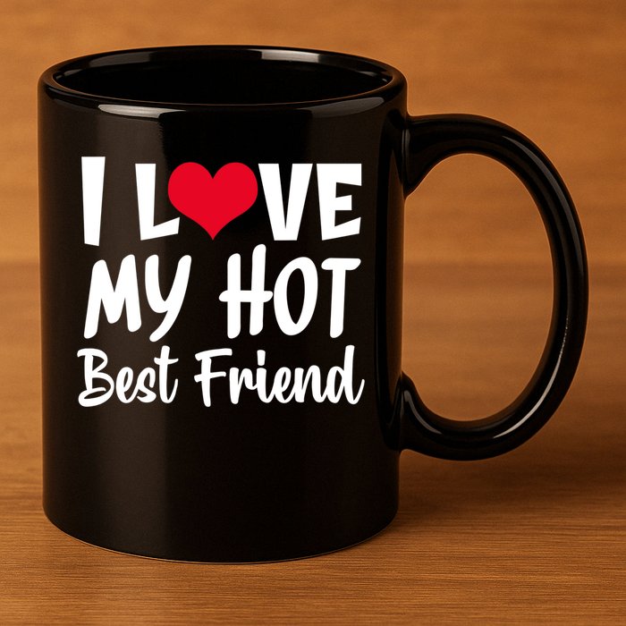 I Love My Hot Best Friend Design, I Heart My Best Friend BFF TShirt 11oz C Handle Ceramic Mug