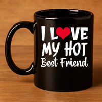 I Love My Hot Best Friend Design, I Heart My Best Friend BFF TShirt 11oz C Handle Ceramic Mug