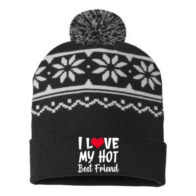 I Love My Hot Best Friend Design, I Heart My Best Friend BFF TShirt USA-Made Snowflake Beanie