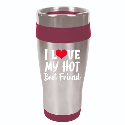 I Love My Hot Best Friend Design, I Heart My Best Friend BFF TShirt 16oz Travel Tumbler