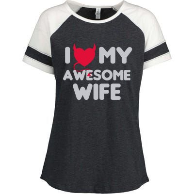 I Love My Awesome Wife Couple Matching And Valentines Day Gift Enza Ladies Jersey Colorblock Tee