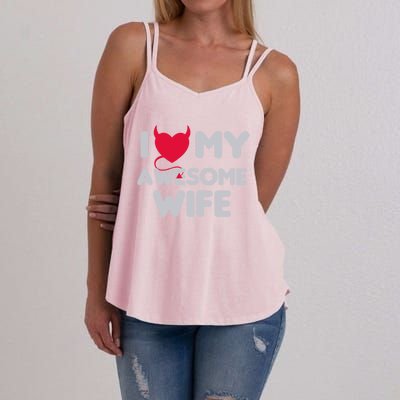 I Love My Awesome Wife Couple Matching And Valentines Day Gift Women's Strappy Tank