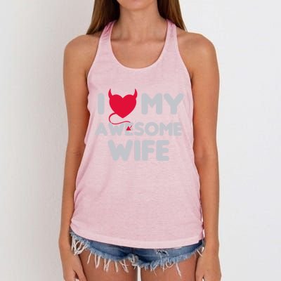 I Love My Awesome Wife Couple Matching And Valentines Day Gift Women's Knotted Racerback Tank