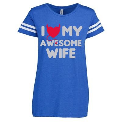 I Love My Awesome Wife Couple Matching And Valentines Day Gift Enza Ladies Jersey Football T-Shirt