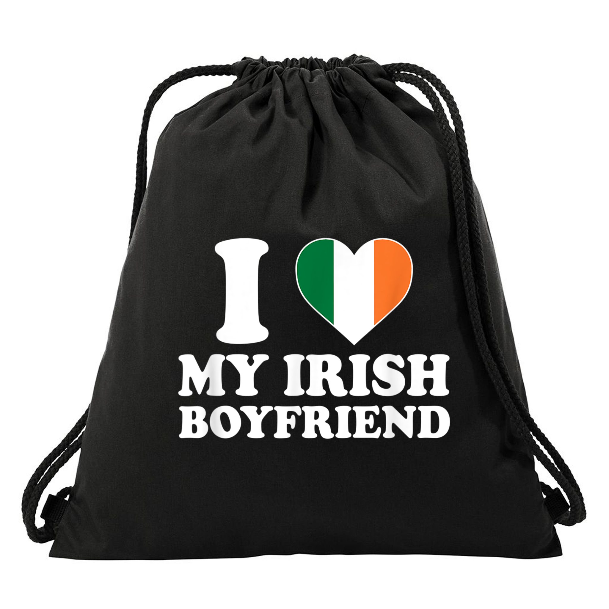 I Love My Irish Boyfriend I Heart My Irish Boyfriend Funny St Patricks Day Drawstring Bag