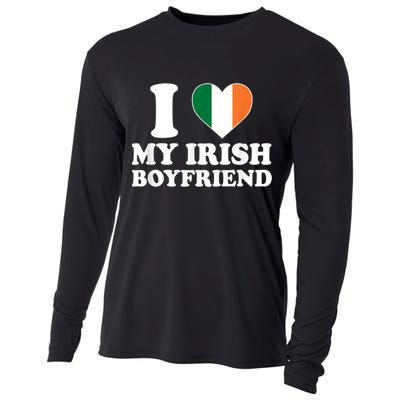 I Love My Irish Boyfriend I Heart My Irish Boyfriend Funny St Patricks Day Cooling Performance Long Sleeve Crew