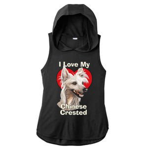 I Love My Chinese Crested Puppy Dog Ladies PosiCharge Tri-Blend Wicking Draft Hoodie Tank