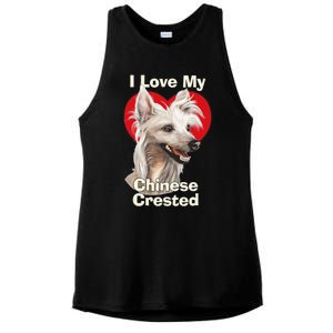 I Love My Chinese Crested Puppy Dog Ladies PosiCharge Tri-Blend Wicking Tank