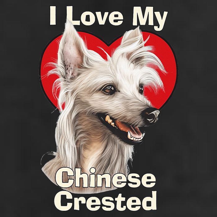 I Love My Chinese Crested Puppy Dog 7 Panel Mesh Trucker Snapback Hat