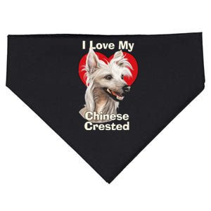 I Love My Chinese Crested Puppy Dog USA-Made Doggie Bandana