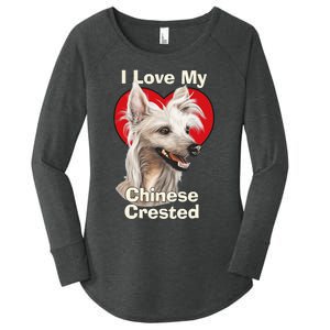 I Love My Chinese Crested Puppy Dog Women's Perfect Tri Tunic Long Sleeve Shirt