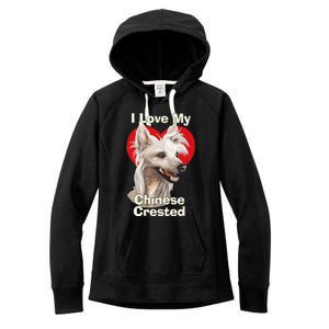 I Love My Chinese Crested Puppy Dog Women's Fleece Hoodie