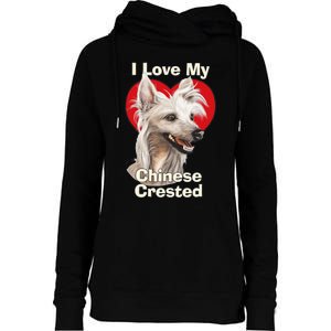 I Love My Chinese Crested Puppy Dog Womens Funnel Neck Pullover Hood