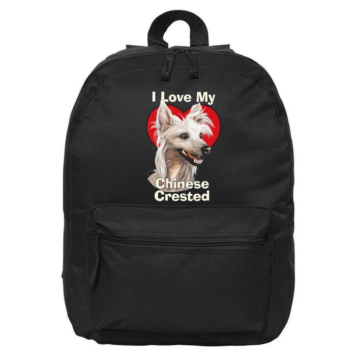 I Love My Chinese Crested Puppy Dog 16 in Basic Backpack