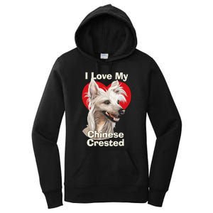 I Love My Chinese Crested Puppy Dog Women's Pullover Hoodie