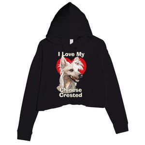 I Love My Chinese Crested Puppy Dog Crop Fleece Hoodie