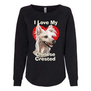 I Love My Chinese Crested Puppy Dog Womens California Wash Sweatshirt