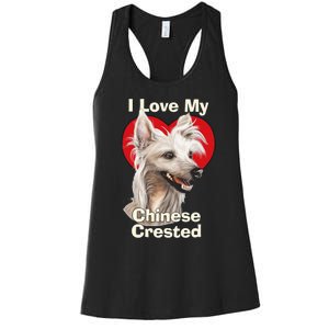 I Love My Chinese Crested Puppy Dog Women's Racerback Tank