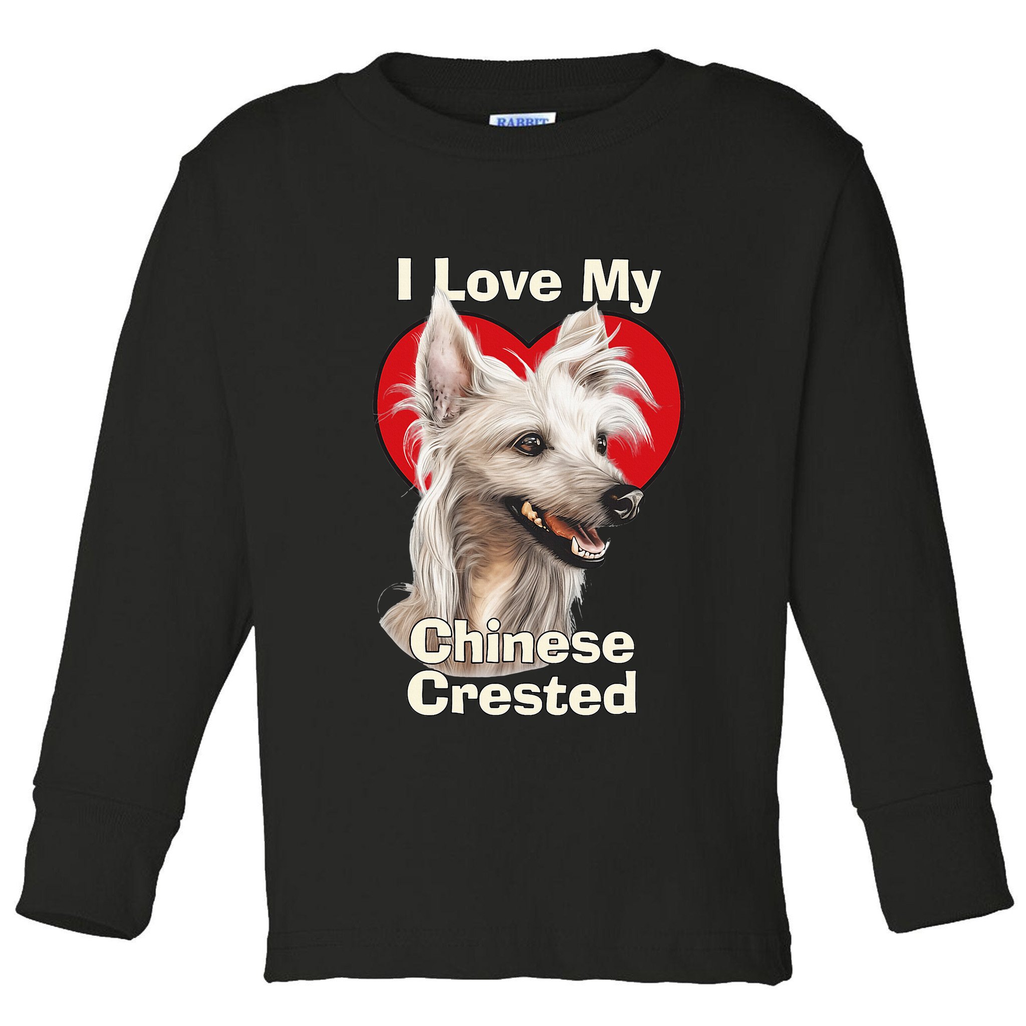 I Love My Chinese Crested Puppy Dog Toddler Long Sleeve Shirt