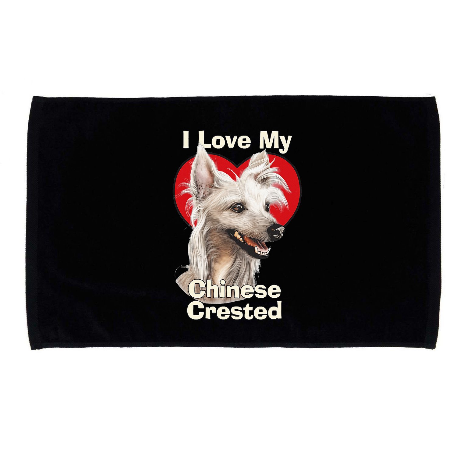 I Love My Chinese Crested Puppy Dog Microfiber Hand Towel