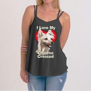 I Love My Chinese Crested Puppy Dog Women's Strappy Tank