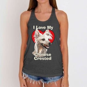 I Love My Chinese Crested Puppy Dog Women's Knotted Racerback Tank