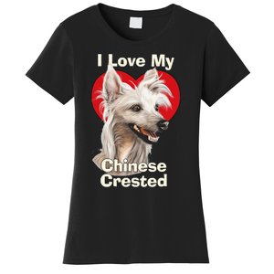 I Love My Chinese Crested Puppy Dog Women's T-Shirt