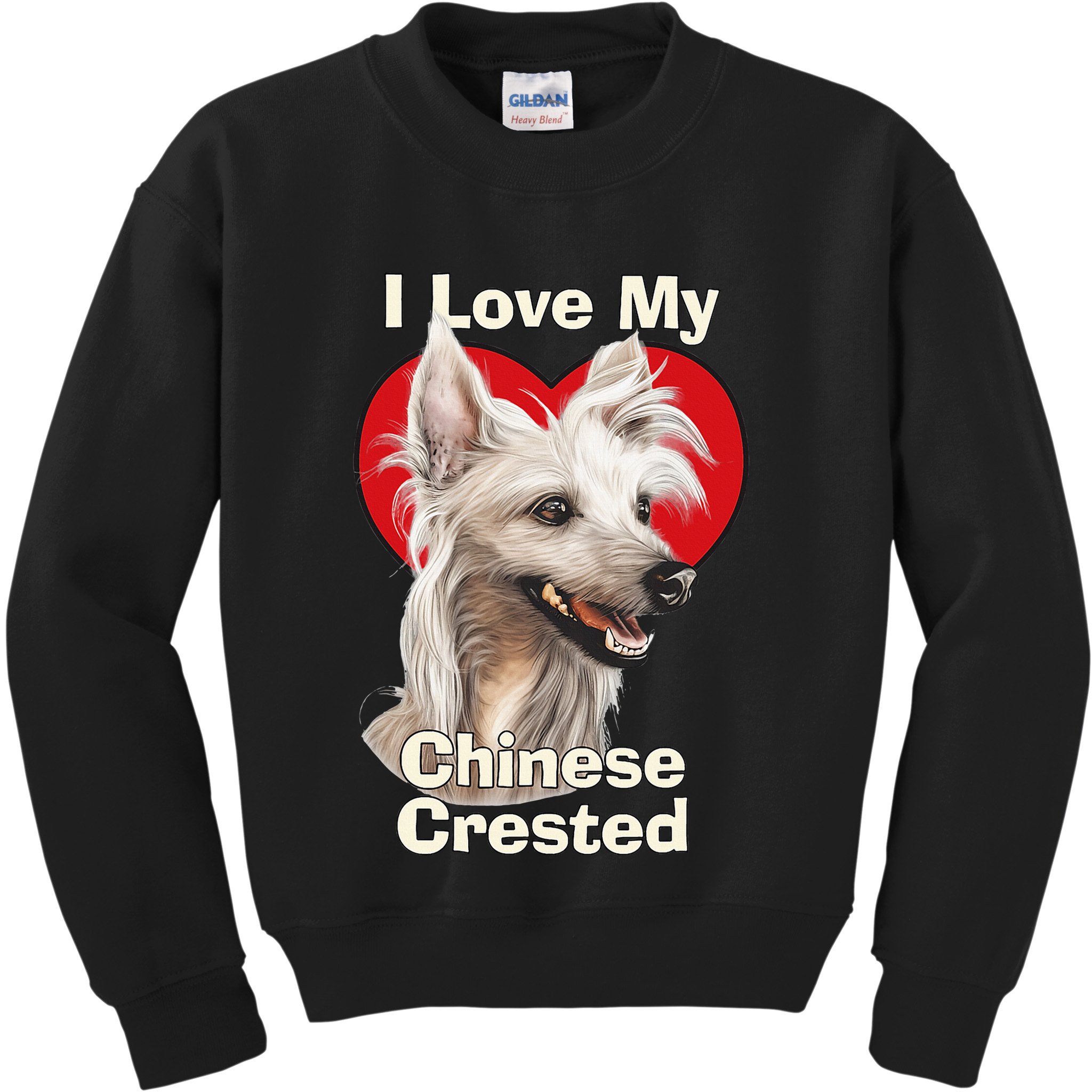 I Love My Chinese Crested Puppy Dog Kids Sweatshirt