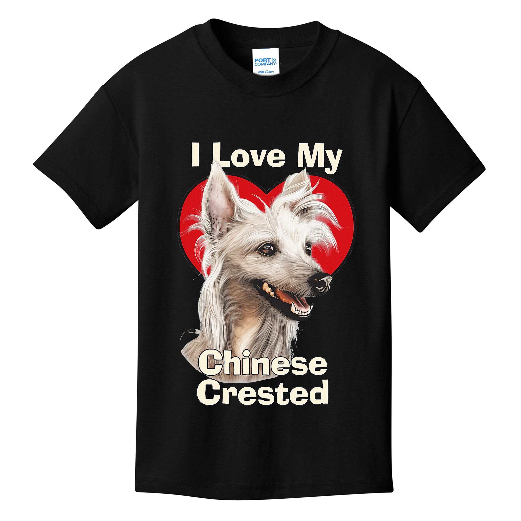 I Love My Chinese Crested Puppy Dog Kids T-Shirt