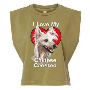 I Love My Chinese Crested Puppy Dog Garment-Dyed Women's Muscle Tee