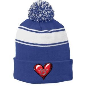 I Love My Daughter Awesome Like My Daughter Gift Stripe Pom Pom Beanie