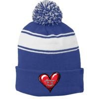 I Love My Daughter Awesome Like My Daughter Gift Stripe Pom Pom Beanie