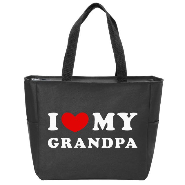 I Love My Grandpa I Heart My Grandpa Zip Tote Bag