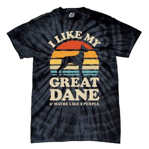 I Like My Great Dane And Maybe Like 3 People Dog Lover Retro Tie-Dye T-Shirt