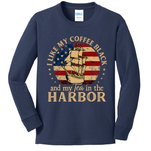 I Like My Coffee Black And My Tea In The Harbor Us History Kids Long Sleeve Shirt