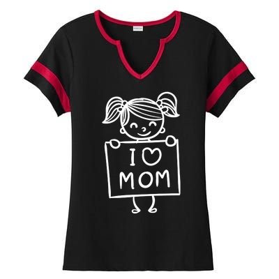 I Love Mom Daughter Gift Ladies Halftime Notch Neck Tee