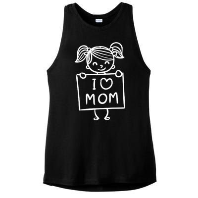 I Love Mom Daughter Gift Ladies PosiCharge Tri-Blend Wicking Tank