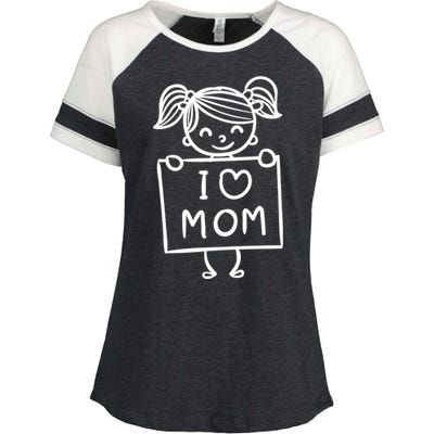 I Love Mom Daughter Gift Enza Ladies Jersey Colorblock Tee