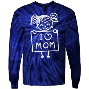 I Love Mom Daughter Gift Tie-Dye Long Sleeve Shirt