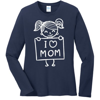 I Love Mom Daughter Gift Ladies Long Sleeve Shirt