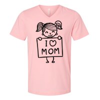 I Love Mom Daughter Gift V-Neck T-Shirt