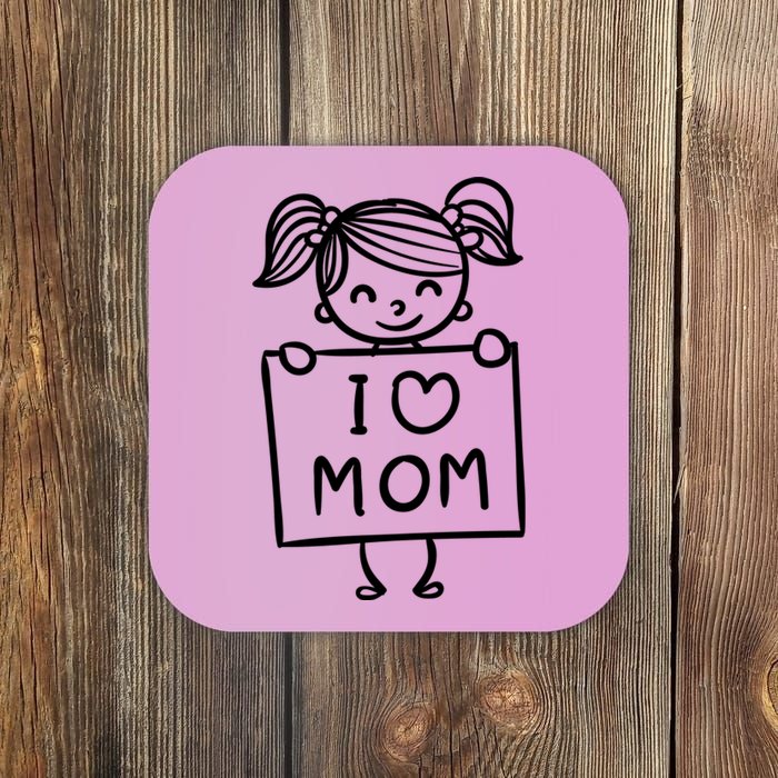 I Love Mom Daughter Gift Coaster