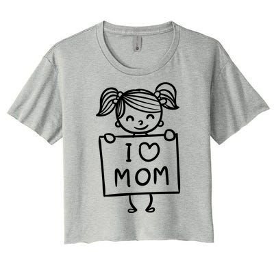 I Love Mom Daughter Gift Women's Crop Top Tee