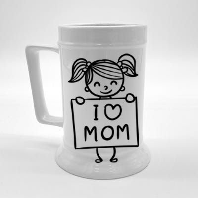 I Love Mom Daughter Gift Beer Stein