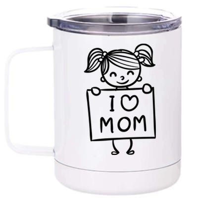 I Love Mom Daughter Gift 12 oz Stainless Steel Tumbler Cup