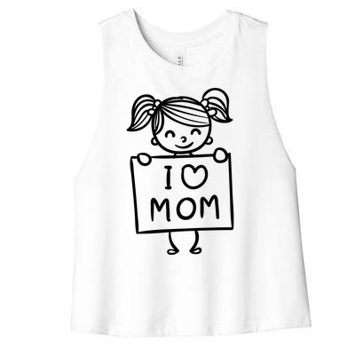 I Love Mom Daughter Gift Women's Racerback Cropped Tank