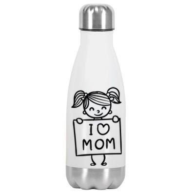 I Love Mom Daughter Gift Stainless Steel Insulated Water Bottle