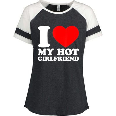 I Love My Girlfriend Funny Boyfriend Enza Ladies Jersey Colorblock Tee