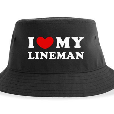 I Love My Lineman I Heart My Lineman Sustainable Bucket Hat