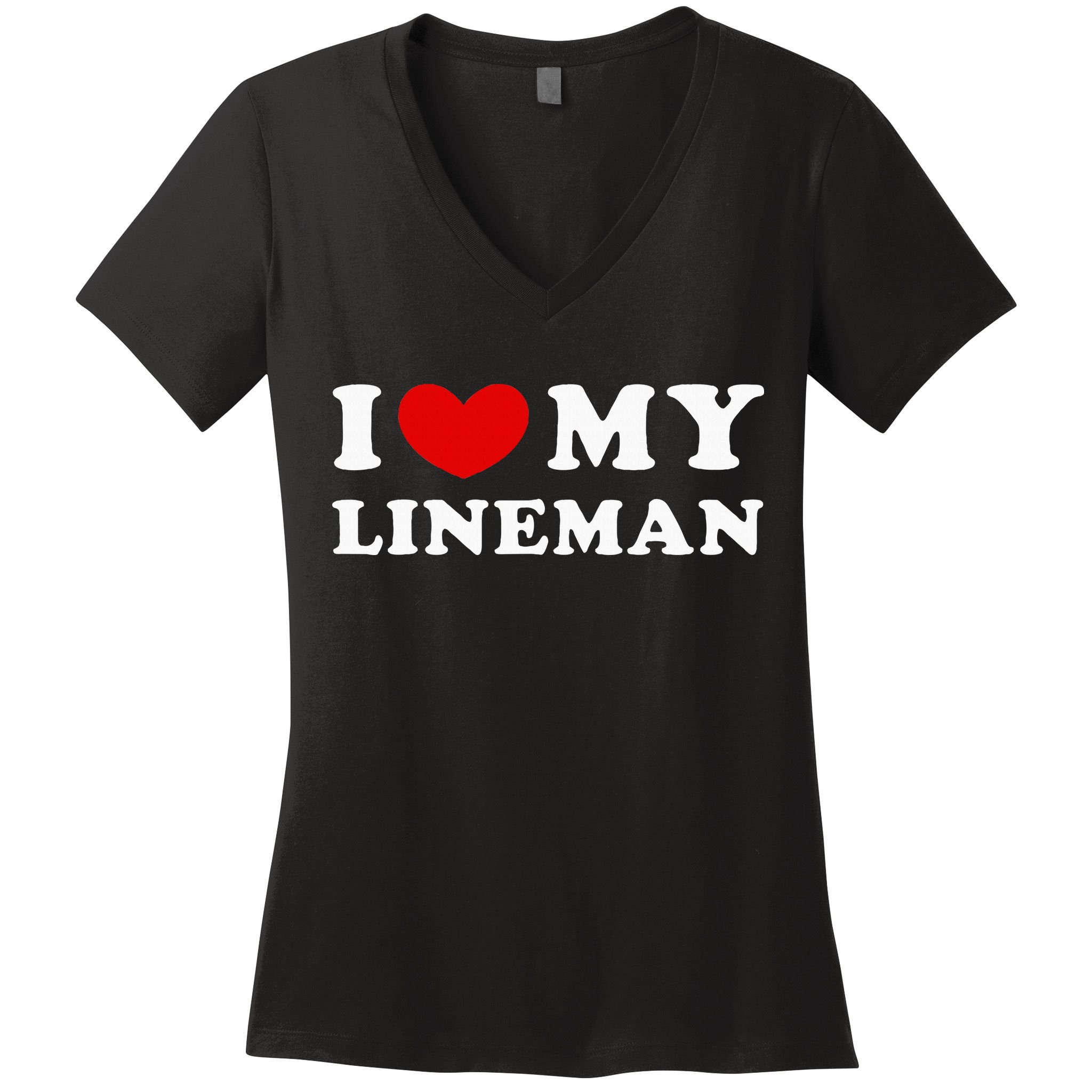 I Love My Lineman I Heart My Lineman Women's V-Neck T-Shirt